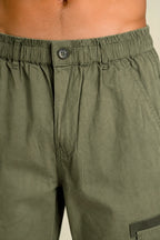 Premium 100% Cotton Slub Men's Cargo Pants – Military Olive Green