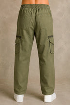 Premium 100% Cotton Slub Men's Cargo Pants – Military Olive Green