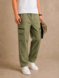 Premium 100% Cotton Slub Men's Cargo Pants – Military Olive Green