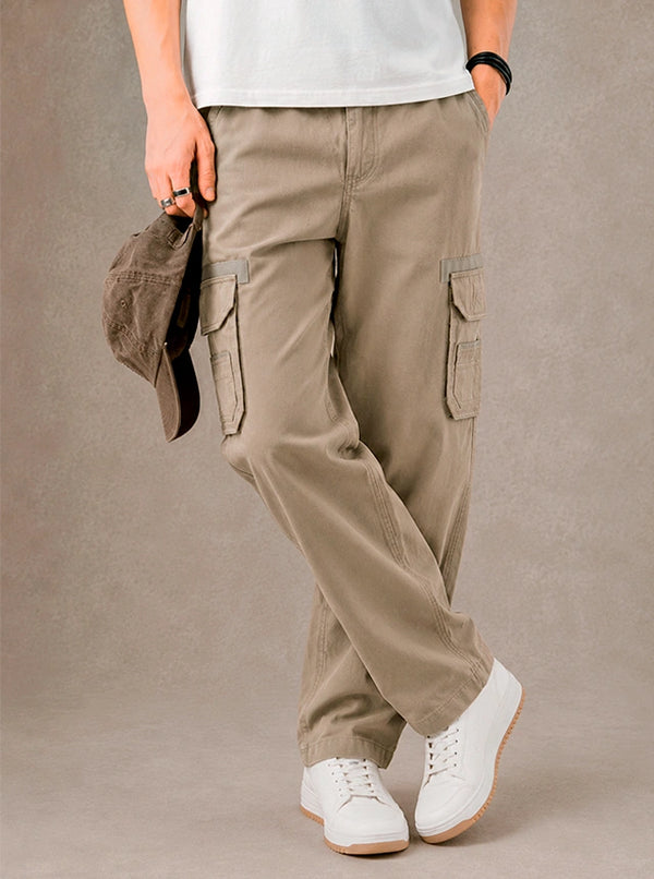 Premium 100% Cotton Slub Men's Cargo Pants – Desert Khaki