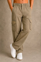 Premium 100% Cotton Slub Men's Cargo Pants – Desert Khaki