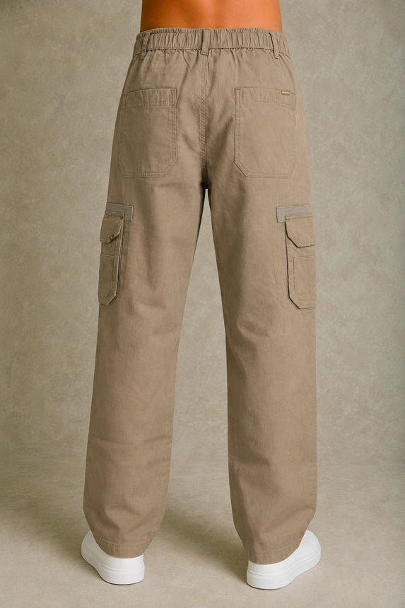 Premium 100% Cotton Slub Men's Cargo Pants – Desert Khaki