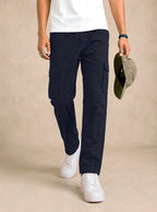 Premium Cotton-Linen Slub Men's Cargo Pants – Deep Navy Blue