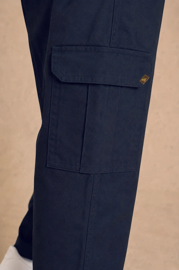Premium Cotton-Linen Slub Men's Cargo Pants – Deep Navy Blue