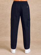 Premium Cotton-Linen Slub Men's Cargo Pants – Deep Navy Blue
