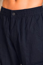 Premium Cotton-Linen Slub Men's Cargo Pants – Deep Navy Blue