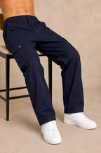 Premium Cotton-Linen Slub Men's Cargo Pants – Deep Navy Blue