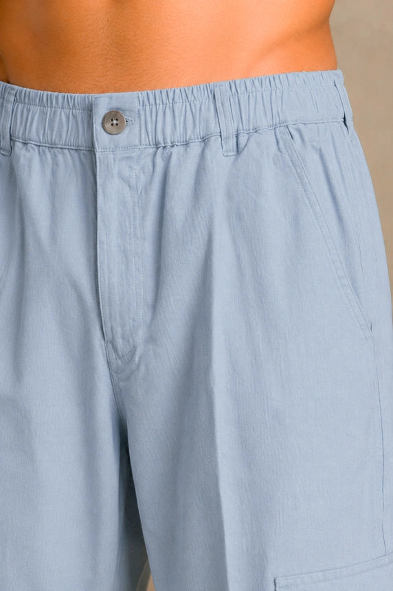 Premium 100% Cotton Slub Men's Cargo Pants – Sky Blue