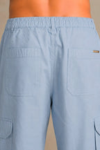 Premium 100% Cotton Slub Men's Cargo Pants – Sky Blue