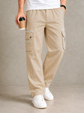 Premium 100% Cotton Slub Men's Cargo Pants – Sand Beige