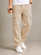 Premium 100% Cotton Slub Men's Cargo Pants – Sand Beige