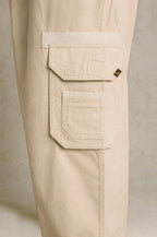 Premium 100% Cotton Slub Men's Cargo Pants – Sand Beige