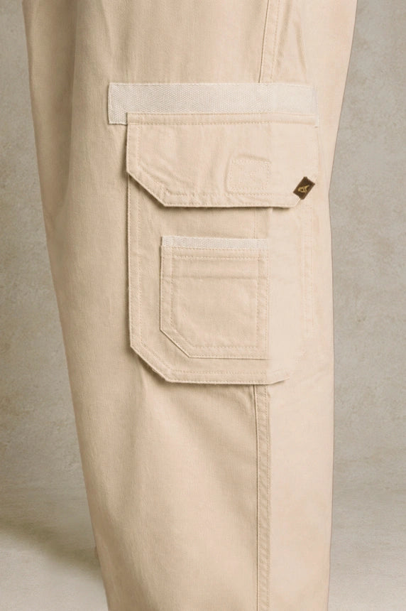 Premium 100% Cotton Slub Men's Cargo Pants – Sand Beige
