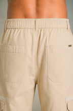 Premium 100% Cotton Slub Men's Cargo Pants – Sand Beige