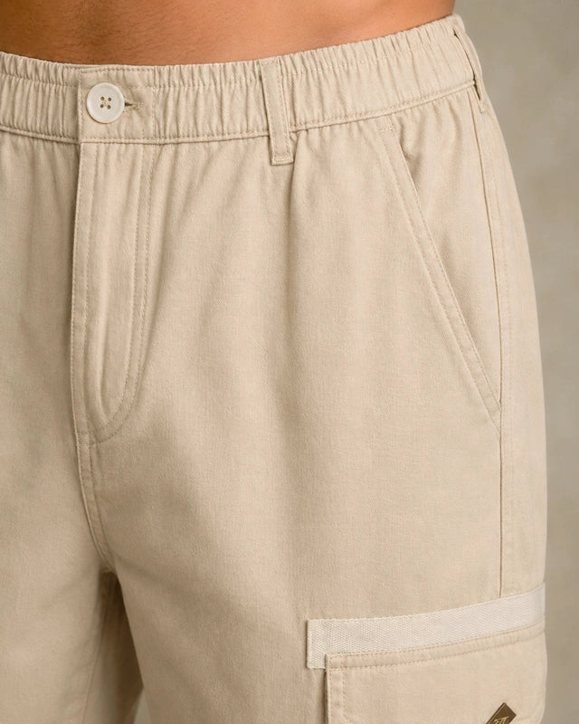 Premium 100% Cotton Slub Men's Cargo Pants – Sand Beige