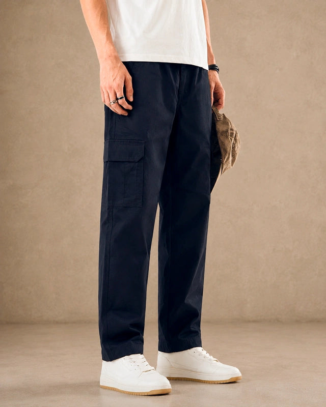 Premium 100% Cotton Twill Men's Cargo Pants – Midnight Navy