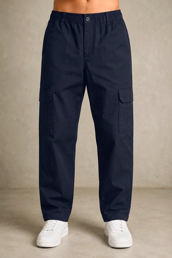 Premium 100% Cotton Twill Men's Cargo Pants – Midnight Navy