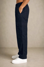 Premium 100% Cotton Twill Men's Cargo Pants – Midnight Navy