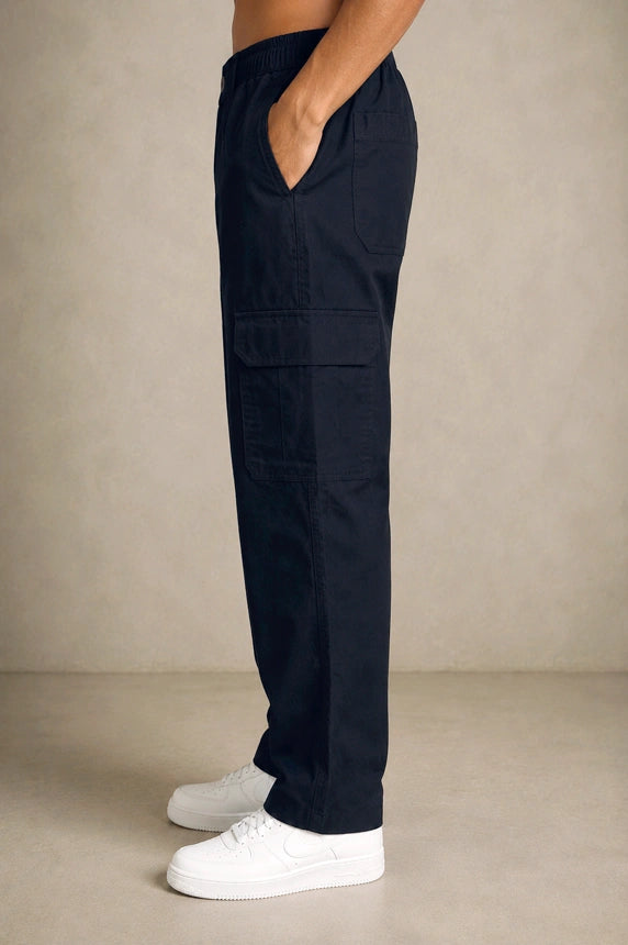 Premium 100% Cotton Twill Men's Cargo Pants – Midnight Navy