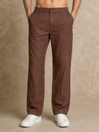 Premium 100% Pure Linen Men's Trousers – Mocha Brown