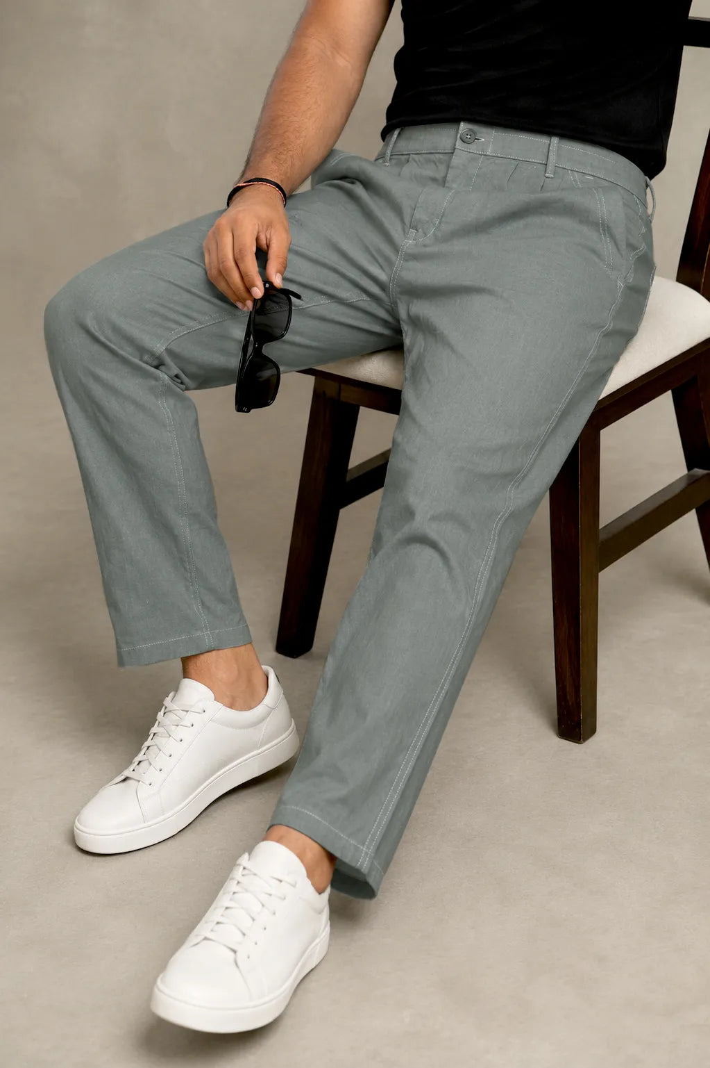 Premium 100% Pure Linen Men's Trousers – Sage Green