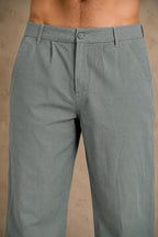 Premium 100% Pure Linen Men's Trousers – Sage Green