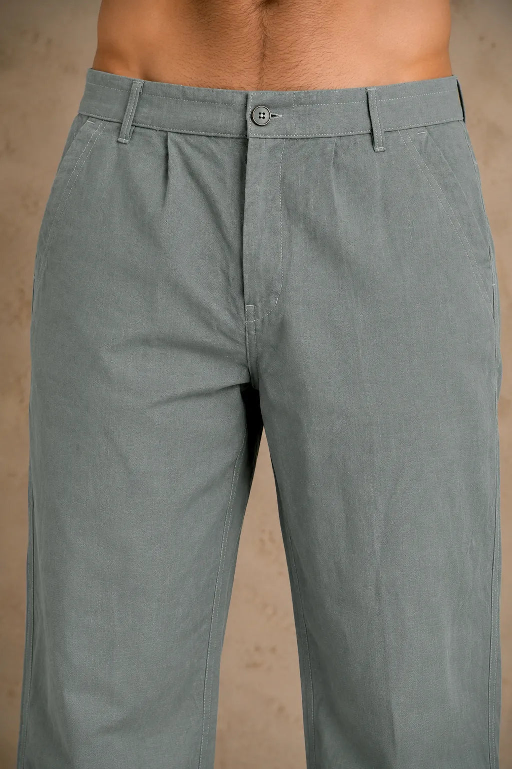 Premium 100% Pure Linen Men's Trousers – Sage Green