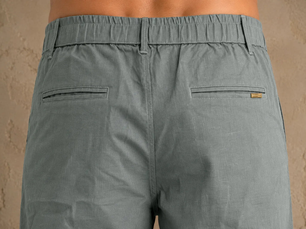 Premium 100% Pure Linen Men's Trousers – Sage Green