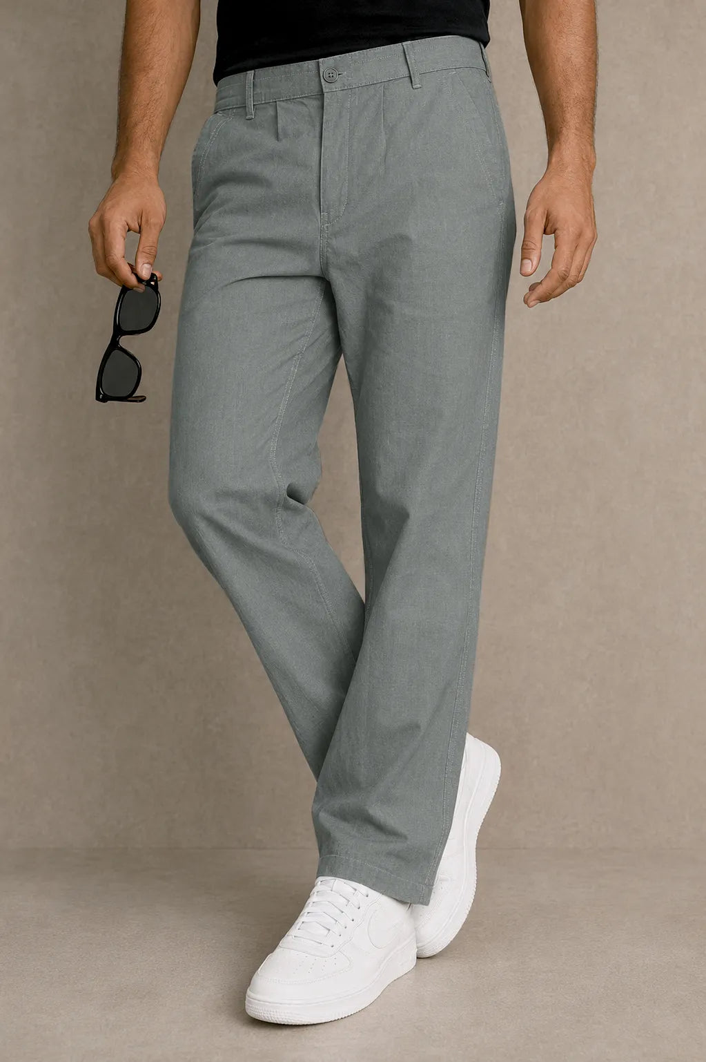 Premium 100% Pure Linen Men's Trousers – Sage Green