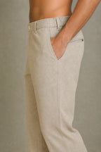 Premium 100% Pure Linen Men's Pleated Trousers – Natural Beige
