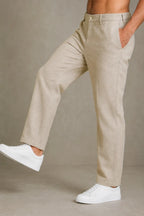 Premium 100% Pure Linen Men's Pleated Trousers – Natural Beige