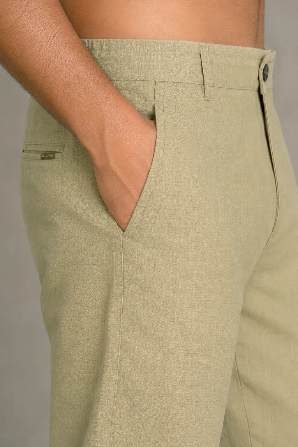Premium 100% Pure Linen Men's Trousers – Olive Khaki