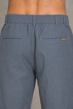 Premium 100% Pure Linen Men's Pleated Trousers – Slate Blue