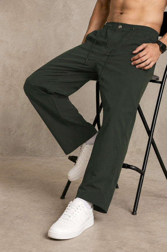 Premium Nylon Lycra 4-Way Stretch Pants – Dark Forest Green