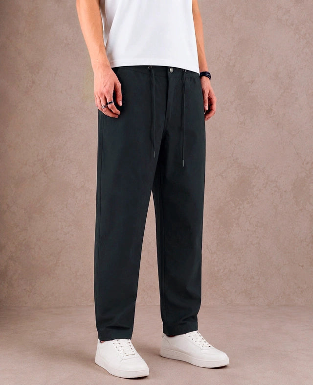 Premium Nylon 4-Way Lycra Men's Pants – Midnight Black