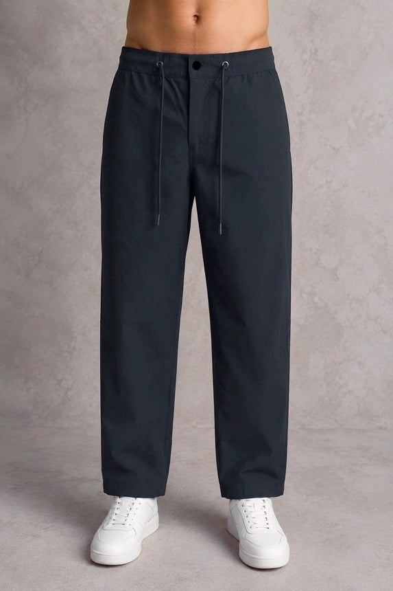 Premium Nylon 4-Way Lycra Men's Pants – Midnight Black