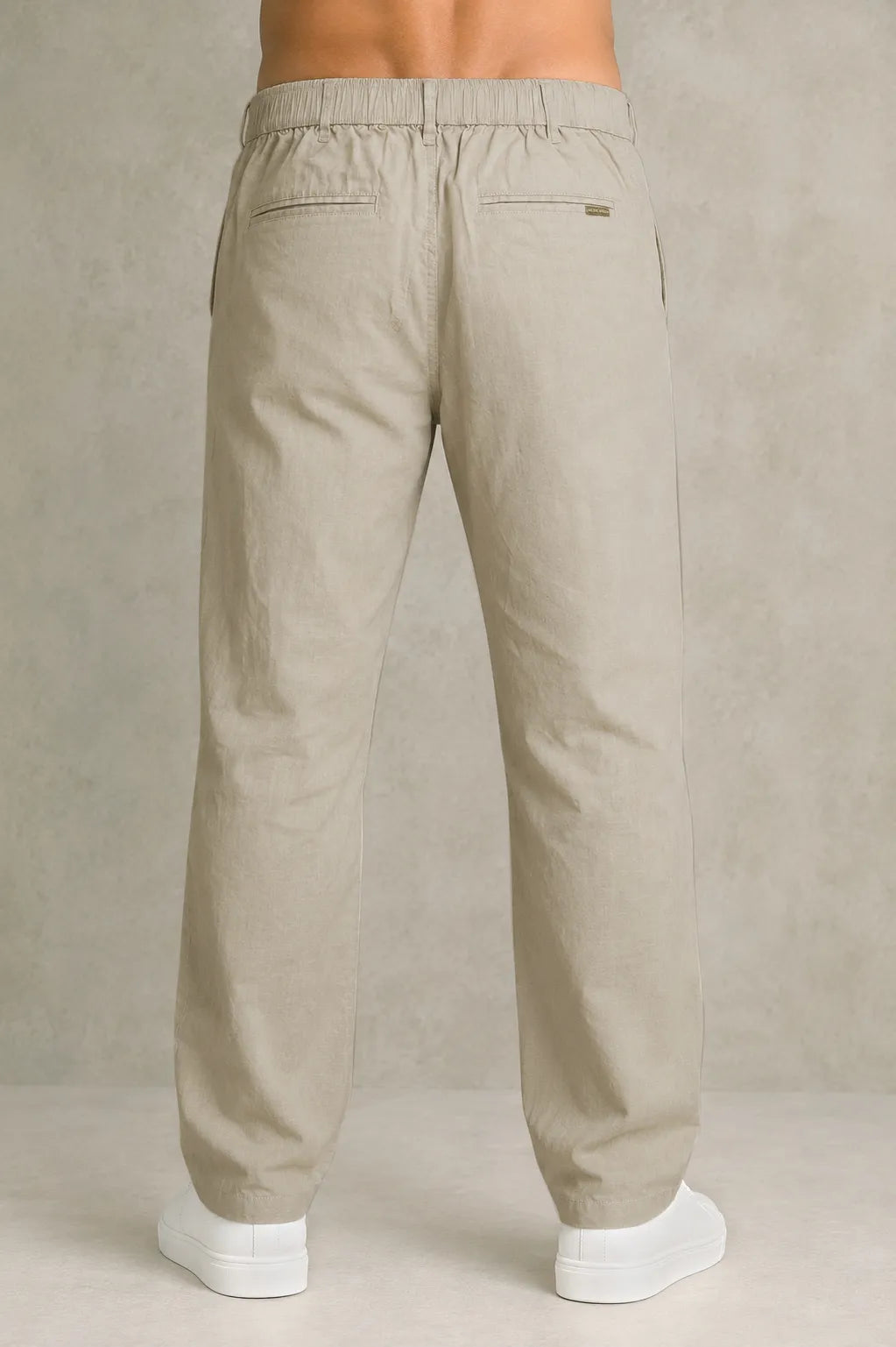 Everyday Comfort Cotton-Linen Blend Trousers – Sand Beige