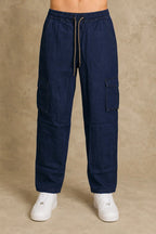 Premium Cotton-Tencel Non-Stretch Cargo Pants – Raw Indigo Blue