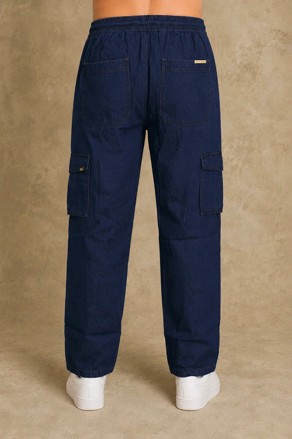 Premium Cotton-Tencel Non-Stretch Cargo Pants – Raw Indigo Blue