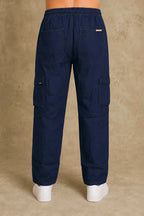 Premium Cotton-Tencel Non-Stretch Cargo Pants – Raw Indigo Blue