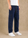 Premium Cotton-Tencel Non-Stretch Cargo Pants – Raw Indigo Blue