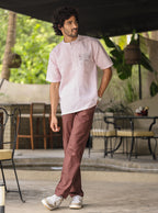 Wanderlust Embroidered Linen-Cotton Short Kurta – Blush Pink