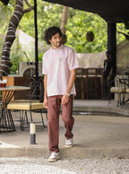Wanderlust Embroidered Linen-Cotton Short Kurta – Blush Pink
