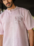 Wanderlust Embroidered Linen-Cotton Short Kurta – Blush Pink