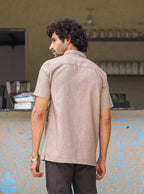 Artisanal Rose Floral Cotton Slub Shirt – Hand-Illustrated Botanical Print