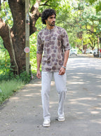 Earthy Pebble Print Short Kurta – Premium Cotton Viscose Blend