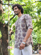 Earthy Pebble Print Short Kurta – Premium Cotton Viscose Blend