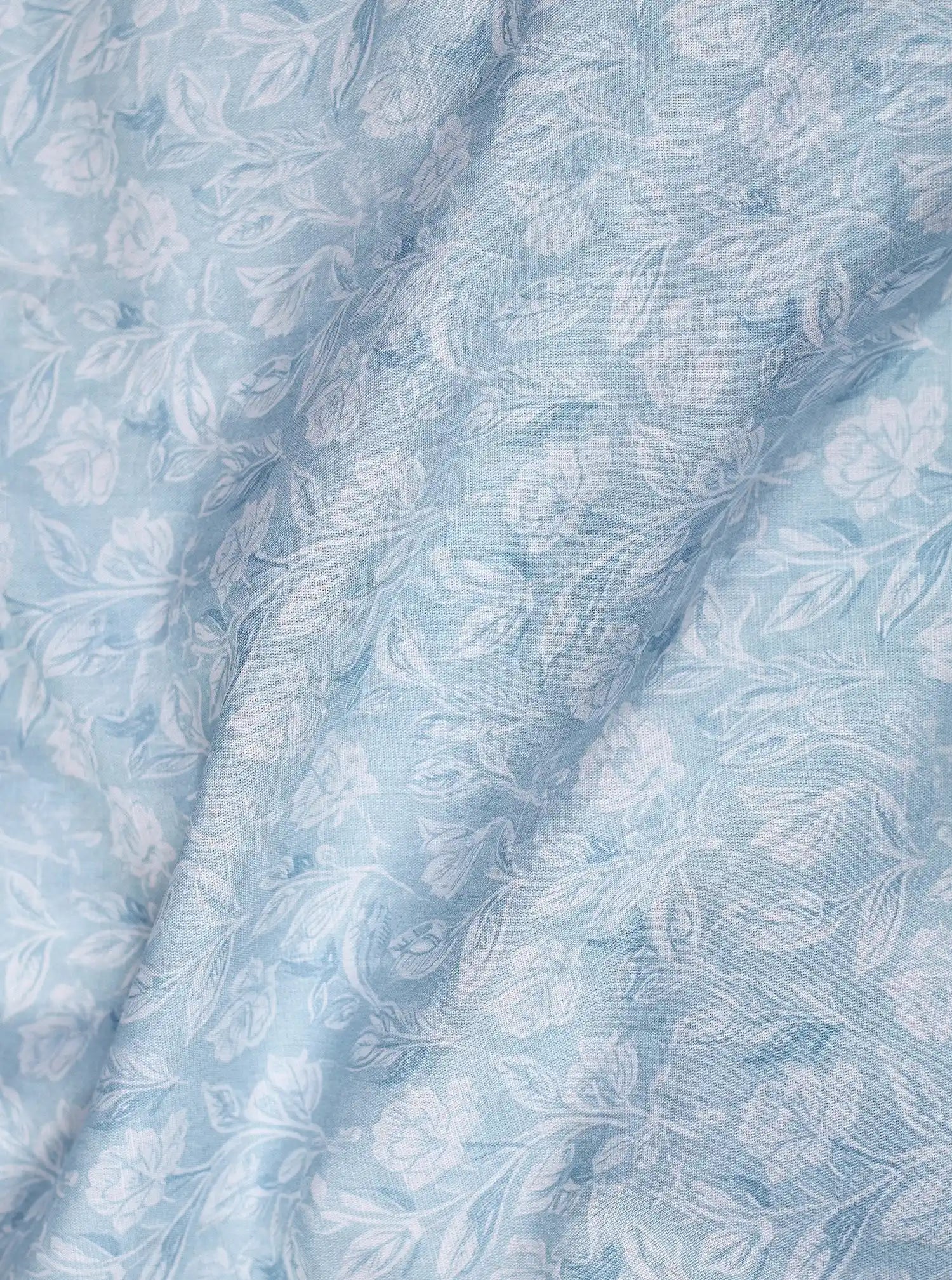 Sky Blue Floral Artisanal Linen Shirt – Contrast Edition