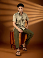 The Earth-Tone Asymmetric Print Shirt | Premium Cotton Slub