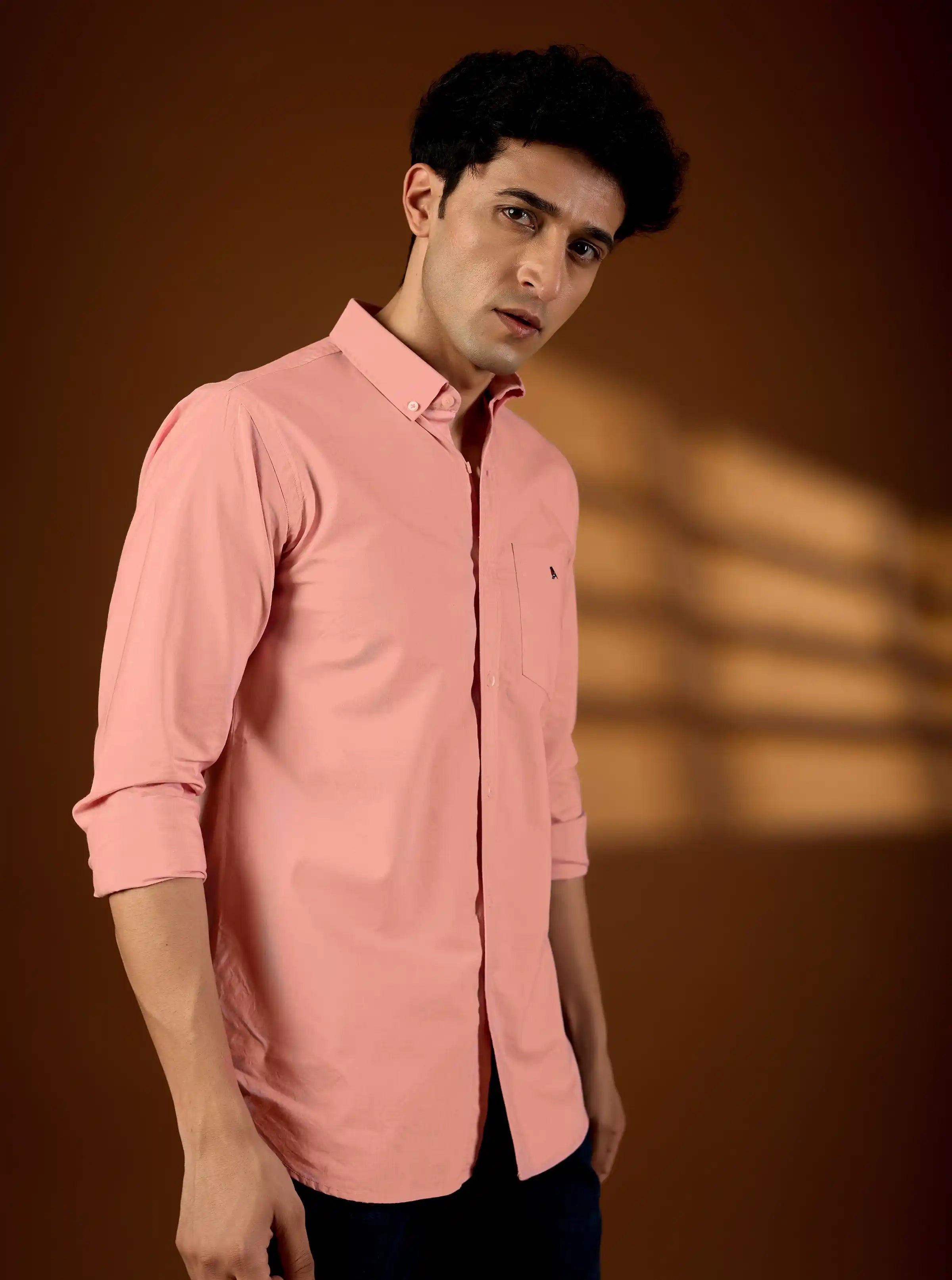 Premium Men’s Peach Pearl 100% Cotton Twill Shirt